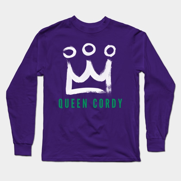 Queen Cordy Green Text Variant Long Sleeve T-Shirt by Notebelow